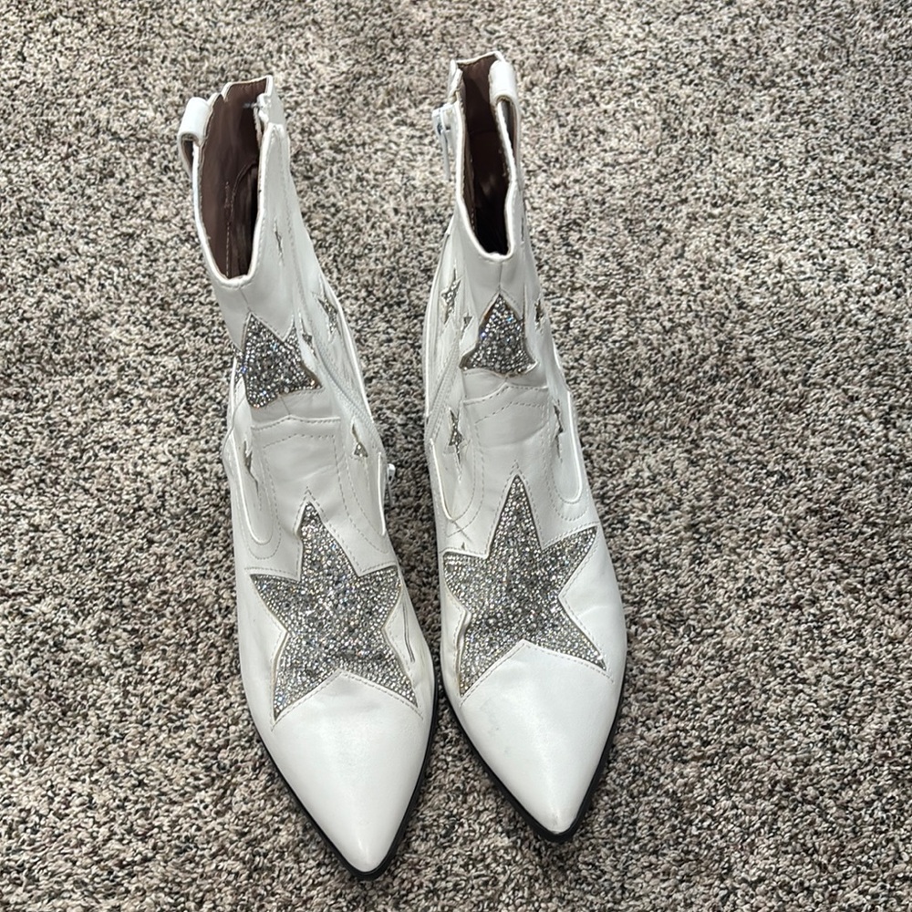 Betsey Johnson Silver Star Ankle Booties